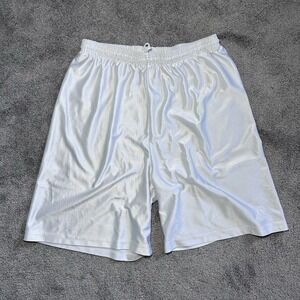 Vintage Adidas Shiny Dazzle Basketball Shorts White Silver Men's Medium 90s Y2K